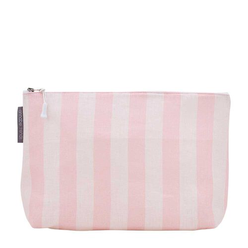 Annabel Trends Linen Cosmetics Bag Large - Pink Stripe